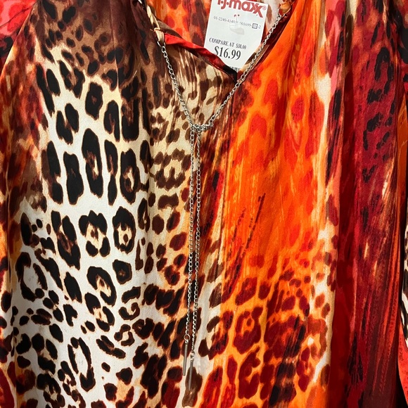 Zac & Rachel NWT Sheer Animal-Print Tunic, Size Medium/Large - Picture 3 of 5